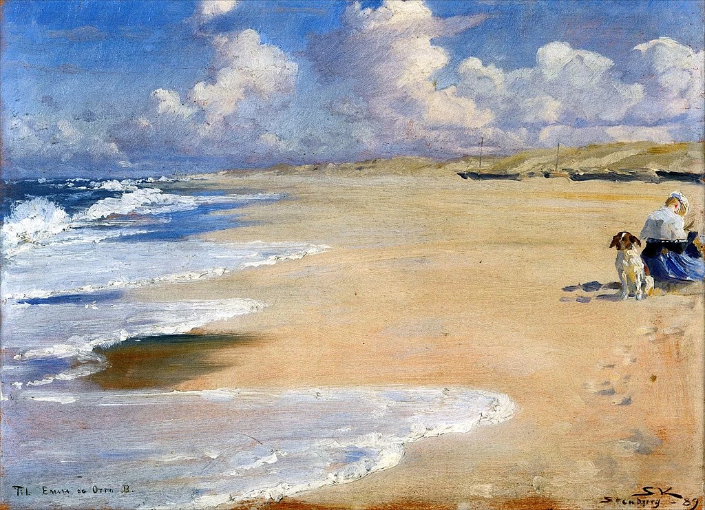 Marie Krøyer dipinge sulla spiaggia di Stenbjerg - Museo di Skagen, Copenaghen